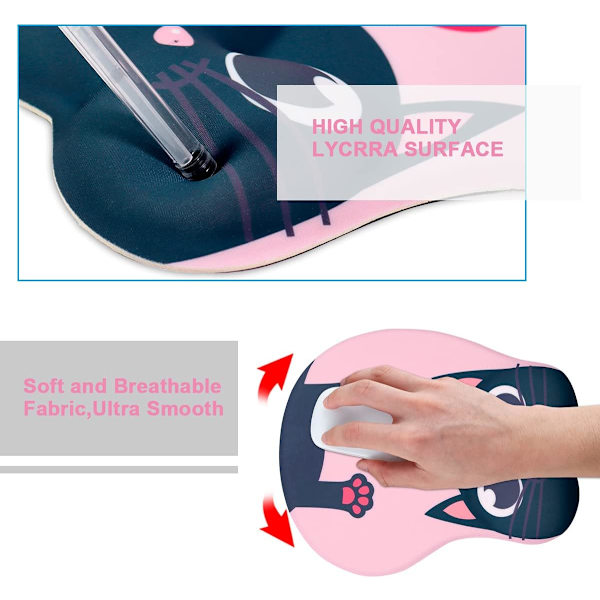 Søt musematte Ergonomisk musematte med håndleddstøtte, gel musematte med sklisikker silikonbase, datamusematte spillmusematte (Cat Star Man)