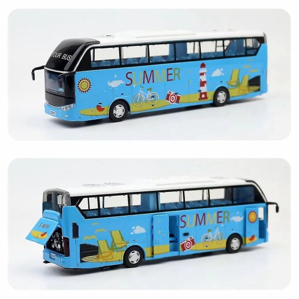 1/50 Setra Luxury Coach Buss Leksaksbil Diecast Miniatyrmodell Pull Back Ljud & Ljus Pedagogisk samling Present till pojkebarn Tour Bus6