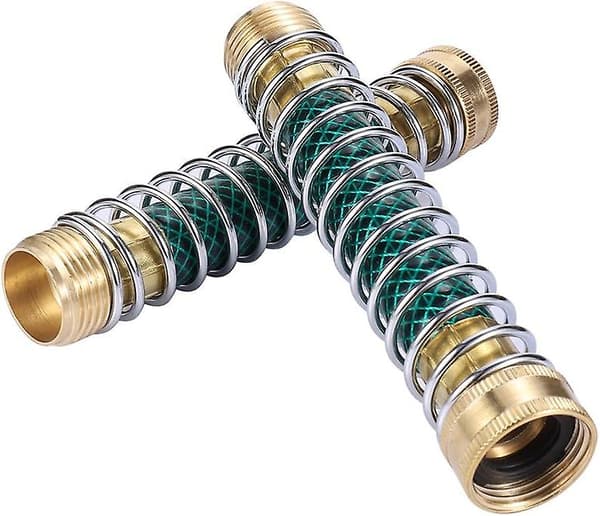 Spiral hageslangebeskytter med solid messing kran koblinger adapter forlengelse 2 stk (2 stk) (hy)
