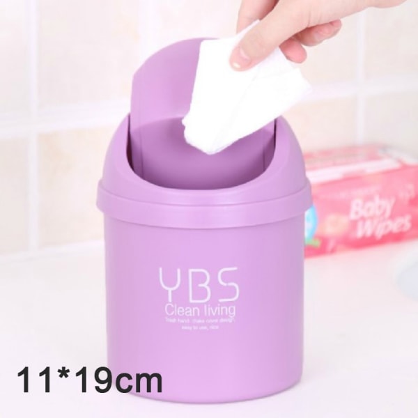 Stasjonær mini søppelbøtte Liten søppelbøtte Husholdning med søppelbøtter Skrivebord Purple L