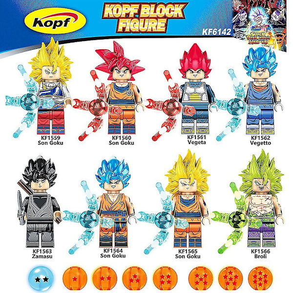 8 st/set Dragon Ball Series Minifigurer Byggklossar Kit, Son Goku Mini Actionfigurer Leksaker Fans Gåvor För 6 År + Barn Pojkar Flickor