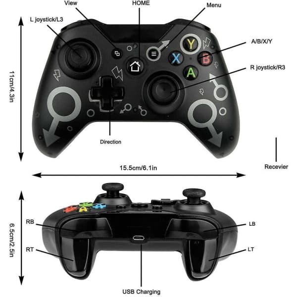Langaton ohjain Xbox Onelle ja Microsoft Windows 10 8 Bluetooth -peliohjain Xbox Onelle/ps3/pc - Black