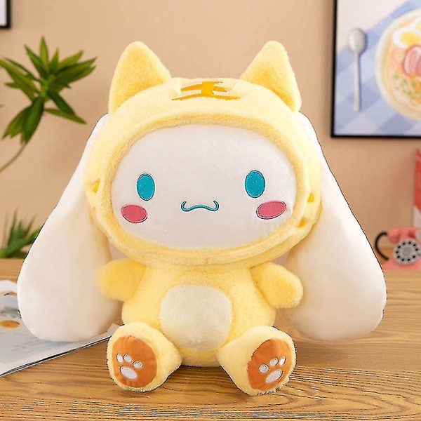 27-80cm Sanrio Cinnamoroll plyschleksaker Animation Derivatives Färgglad Baby Cinnamon Plyschleksak Med Stora Öron Som Förvandlas Till Tiger yellow 27CM