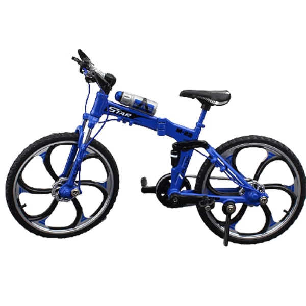 Miniatyr sykkelmodell leketøy legering plast utfor fjellsykkel leker gaver til gutter Folding Mountain Bike Blue
