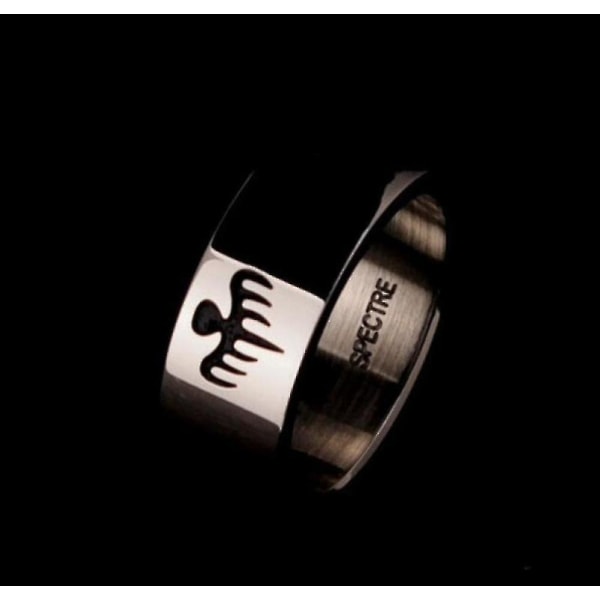 Nya trendiga James Bond 007 Spectre Ring Herr S Ring Mode Metall Polerat Spökmönster Ring Accessoarer Festsmycken Black 10