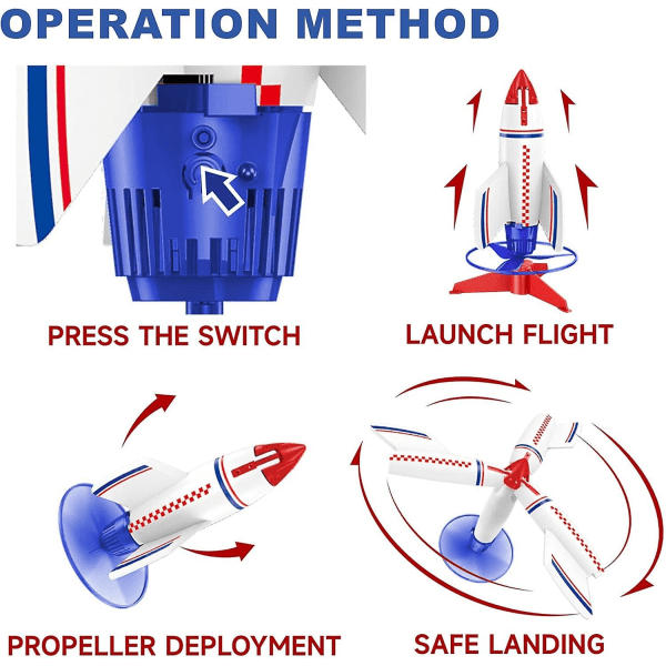 Elektrisk raketkasterlegetøj til børn, genopladeligt raketskibslegetøj med sikker landingspropel, ultrahøj flyvende raket, stilk ydre rumlegetøj