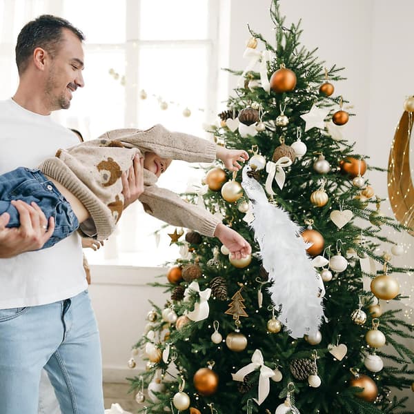 Hvit Skum Kunstig Lang Fjærhale Klips-på Påfugl Julepynt