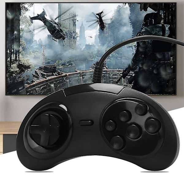 Gamepad med kabel, 6 knapper, USB-spilcontroller, Joypad til / Pc / 2 Y1301 / Drive, sort plastik Hy