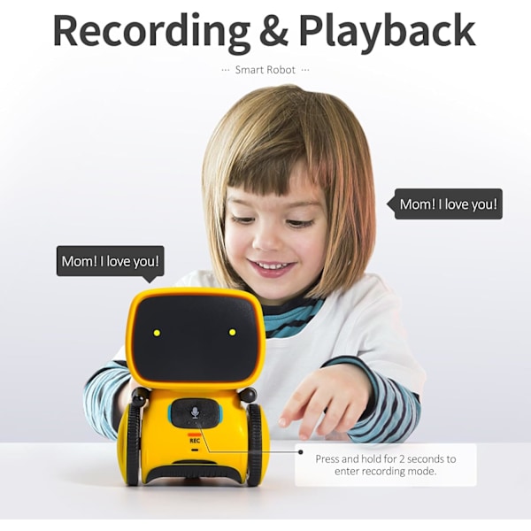 Interaktiva Smarta Robotleksaker, Robotleksaker på Engelska, Röststyrning & Beröringssensor, Dansa & Sjung & Gå, Inspelare & Prata Som Du Yellow