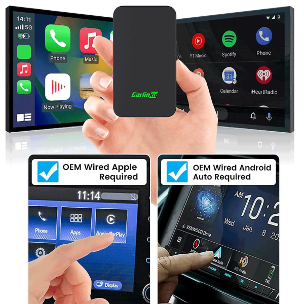 Carlinkit 5.0/4.0/3.0 Trådlös Carplay Adapter Apple Carplay Android Auto Ai Box Smart Car Wifi Bluetooth Auto Connect Plug&play Black