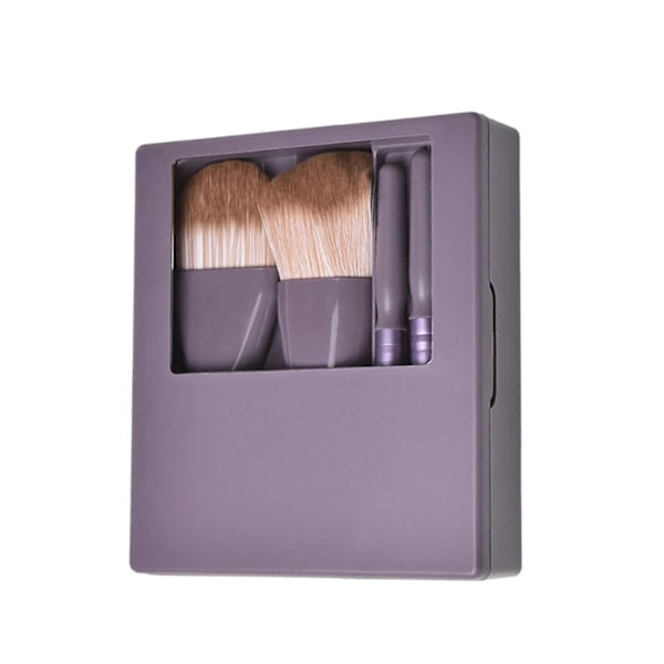 5 st Resestorlek Sminkborstar Set Mini Sminkborstar Litet Komplett Funktion Kosmetiska Borstar Kit Med Fodral Och Spegel Perfekt För På Språng Purple