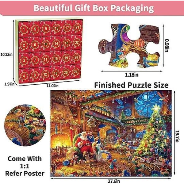 Julekalender Santa Puslespil Legetøj 24 Julekalender Blind Box