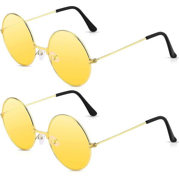 2 stk runde solbriller Kvinner Hippiebriller Hjertebriller Lovely Street Shoot Party Solbriller Jenter Rose Gold Innfatning Solbriller For Teen Gir