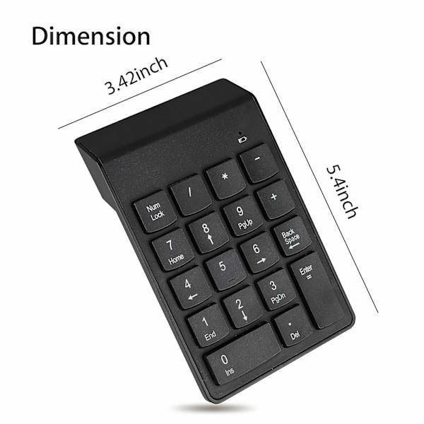 USB trådløs numerisk tastatur til bærbar computer og stationær computer