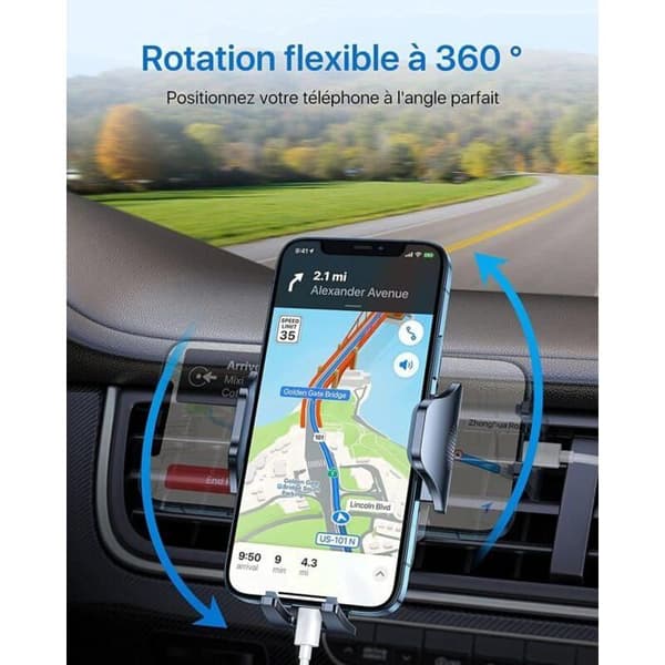 Biltelefonholder, fast biltelefonholder for luftventil, 360° roterende feste for iPhone 14 13, Samsung