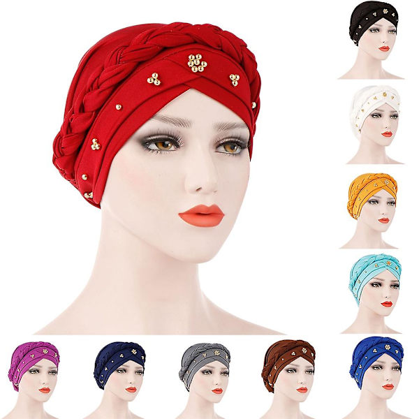 Turbanmössa Bra Elastiskt Modeaccessoar Mjölksilke Ingen Brätte Twist Beanie Huvudduk För Kvinnor