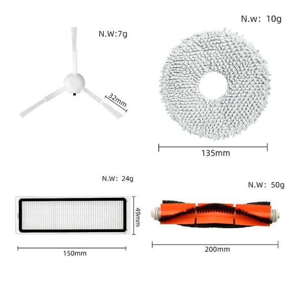 For Dreamebot L10s Ultra Robot Vacuum Cleaner Hoved Sidebørste Hepa Filter Mopp Rag Støvpose
