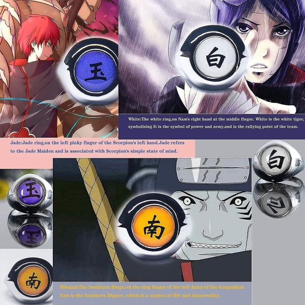 11 stk. Akatsuki-ringe sæt Anime Naruto Cosplay rekvisit Ninja Uchiha Itachi halskæde herresmykker