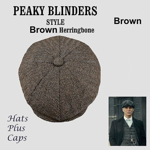 Uusi miesten muoti Peaky Blinders Hattu Miesten Newsboy- cap Villasekoite kalanruoto Tweed Talvihattu lämmin Dark grey