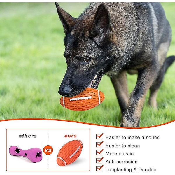 Squeaky Dog Chew Toy Ball, Interaktiv hund leksak för aggressivt tuggande, Hållbar present