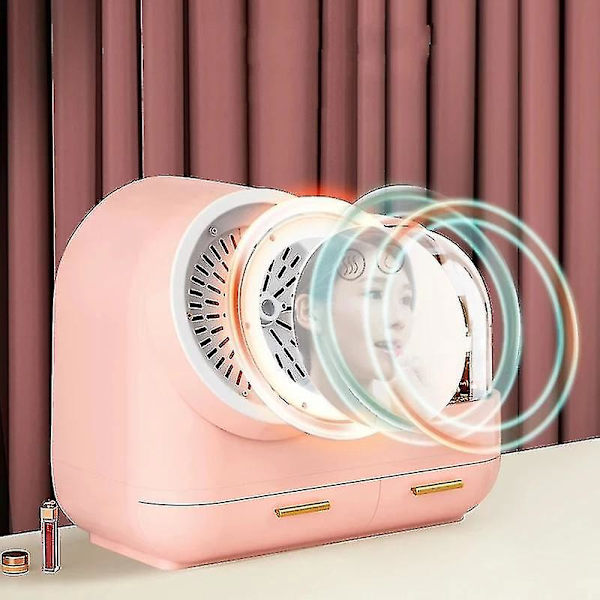 Fashion Makeup Organizer Box Usb Genopladelig Kosmetisk Opbevaringsboks Smykkebeholder Støvtæt Skuffe Vandtæt Spejl Led Lampe-rose Guld-(youxiu)