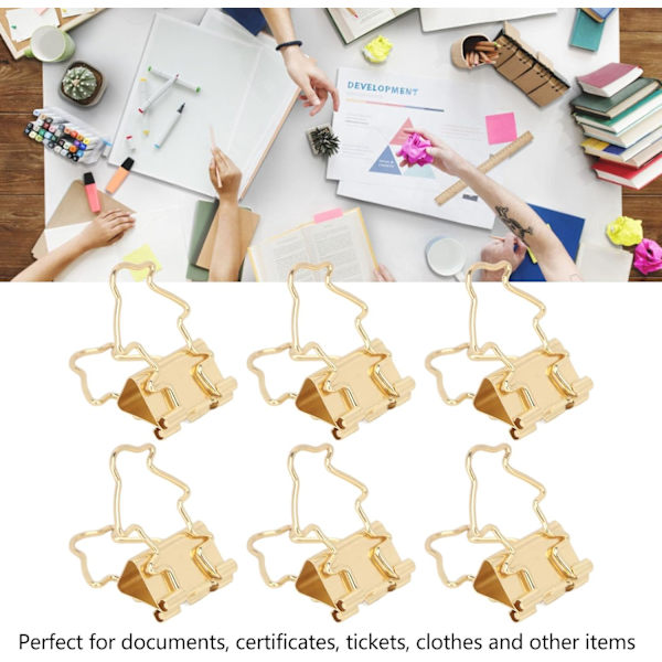 Clips Office Essential Stationery Lang Hale Hul Multifunktion Hjemmekontor Clips Lille Kreativt Design Udvidet Længde til Ekstra Fastgørelse 100 stk. Sæt Gold