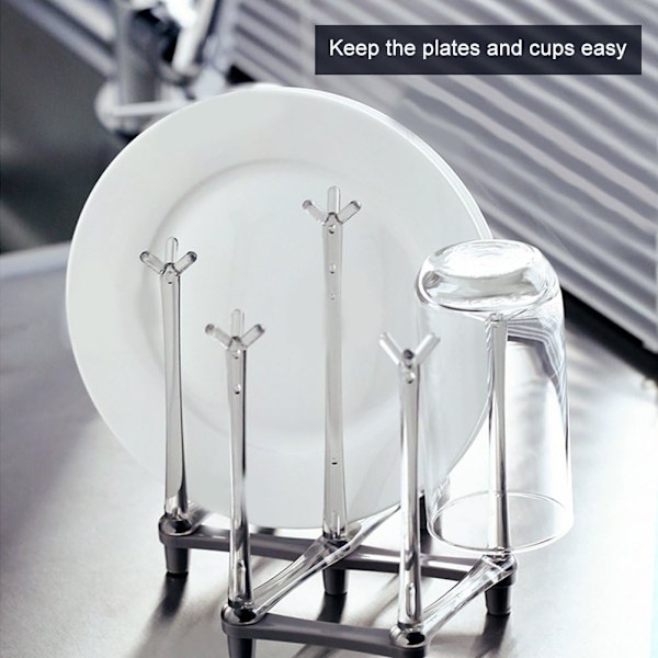 Retractable Cup Drying Rack, Drinking Drying Dranier for Glass Bottle Dishes Plastic Mug Tree with Non-slip Bottom For Kitchen Countertop
