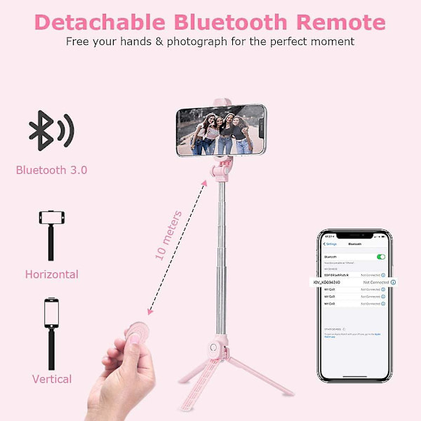 Selfie Stick. Udtrækkelig Bluetooth Selfie Stick Trådløs Fjernbetjening. Telefon