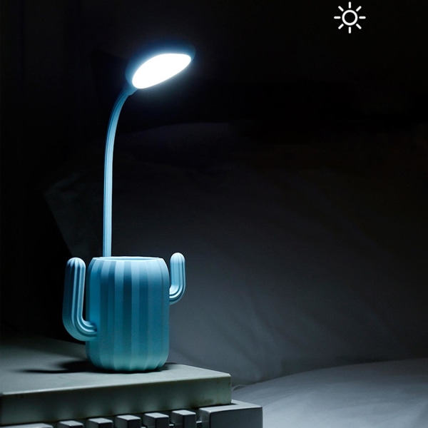 Lampa Ögonskydd Bordslampa Cactus Pennhållare Led Bordslampa Laddning Student Säng sovsal Läsa Naturligt ljus Bordslampa Bordslampa Blue