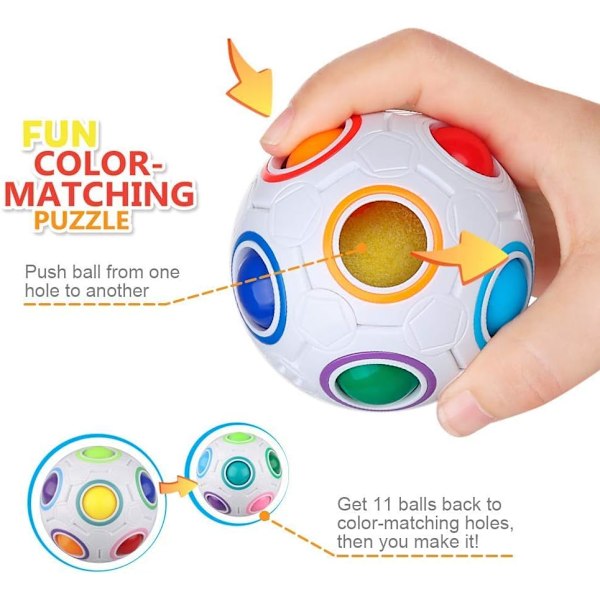 Magisk regnbuekule ball fargematch 3D Fidget Cube Puzzle Toy Brain Teaser Game for Kids Adults