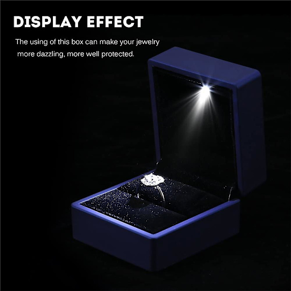Led-upplyst ringask örhänge ring presentask bröllopsring smycken Blue