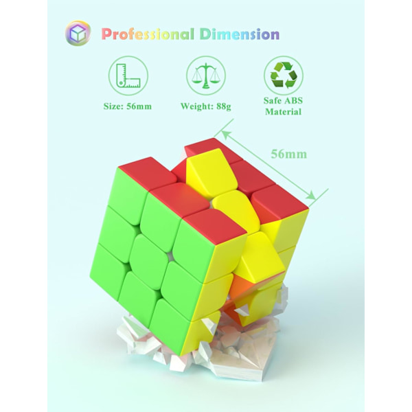 Magic Cube, 3x3 Speed Cube - Holdbar Solid & Frosted Stickerless, Hurtigere End Originalen (3x3x3)