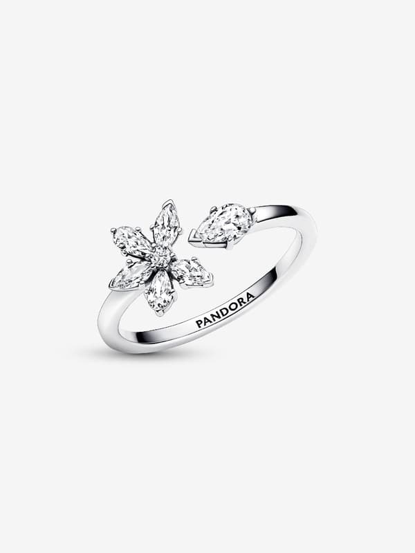 Pandora - Sparkling Herbarium Cluster Åpen Ring - Sterlingsølv Circumference: 50mm