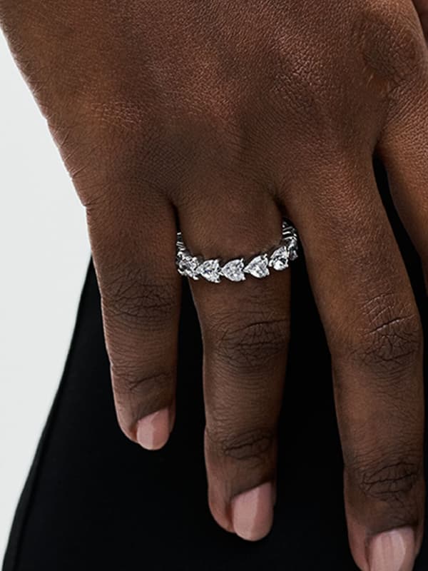 Pandora - Ring med klara hjärtan - Sterling silver Circumference: 52mm