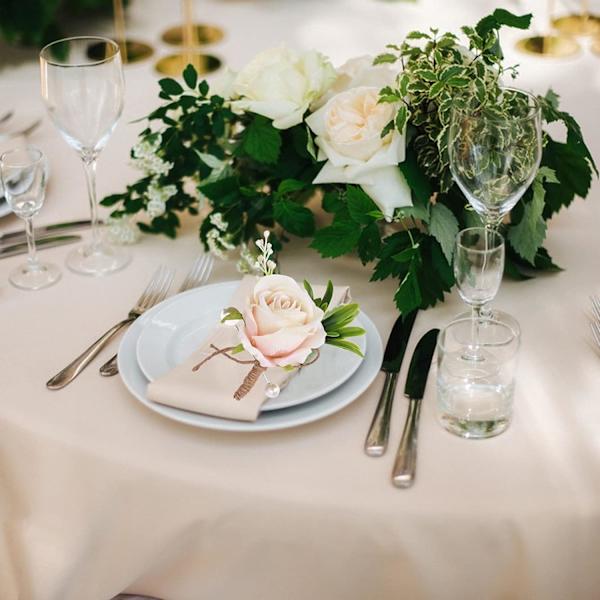 Håndledsblomster til bryllupper, blomsterhåndledsbuket sæt kunstig bryllupsrose brud håndledsblomster blomster buket til galla (Champagne)