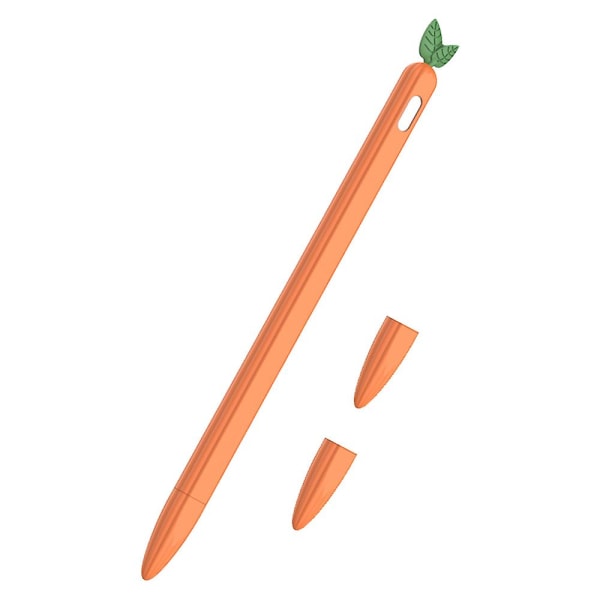 Veskehylse Cute Fruit Design Silikon mykt beskyttelsesdeksel kompatibel med Apple Pencil 2nd Gen carrot