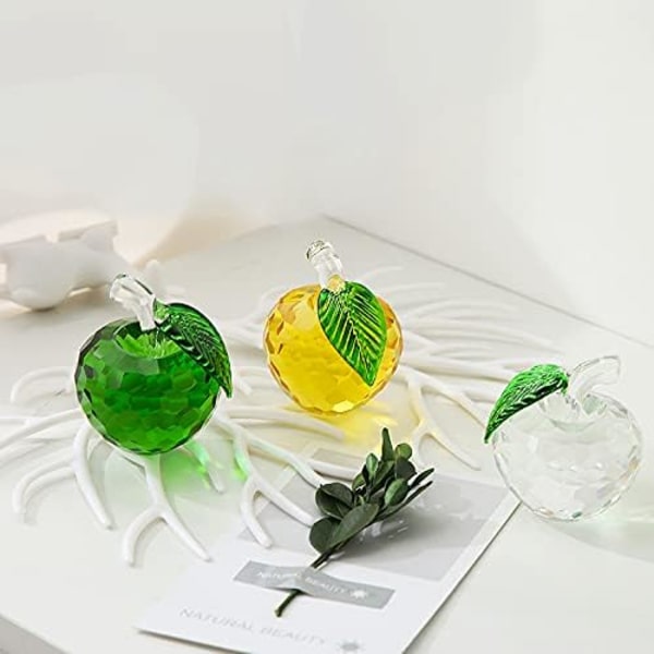 Krystalæble Papirvægt Kunst Glas Frugt Samleobjekt Figur, Hjem Bryllupsdekorationer, Grønt Æble 40mm
