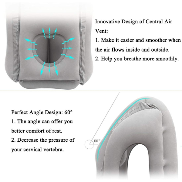 Ilmatäytteinen matkatyyny 3. sukupolven niska- ja päätä tukeva tyyny, matkatyyny nukkumiseen toimistossa junassa autossa lentokoneessa