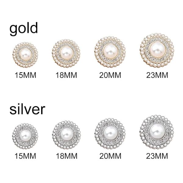 10 st Metall Strass Pärlknappar Skjortknappar SILVER silver 20MM10 st-10 st silver 20MM10pcs-10pcs