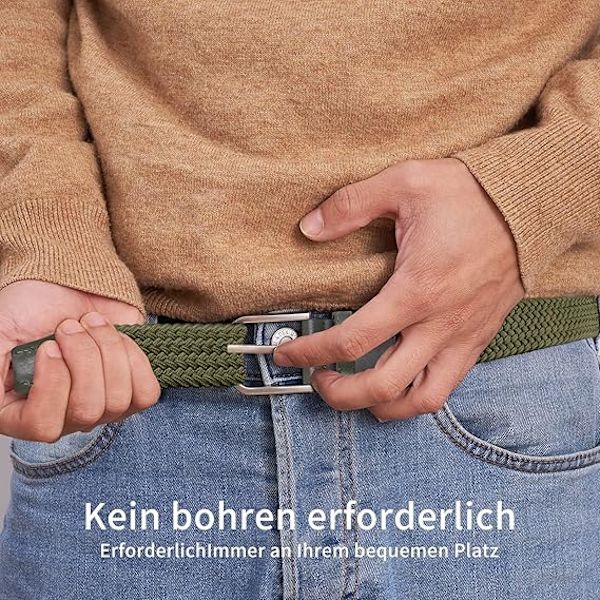 Herrbälte, Elastiskt flätat bälte Unisex Herr Dam Flätat Elastiskt Stretch Vävt Bälte 33mm(1,25\"), Längd 42\"(107cm) Passar Midja 33\"-36\", Flera Färger Dark Green