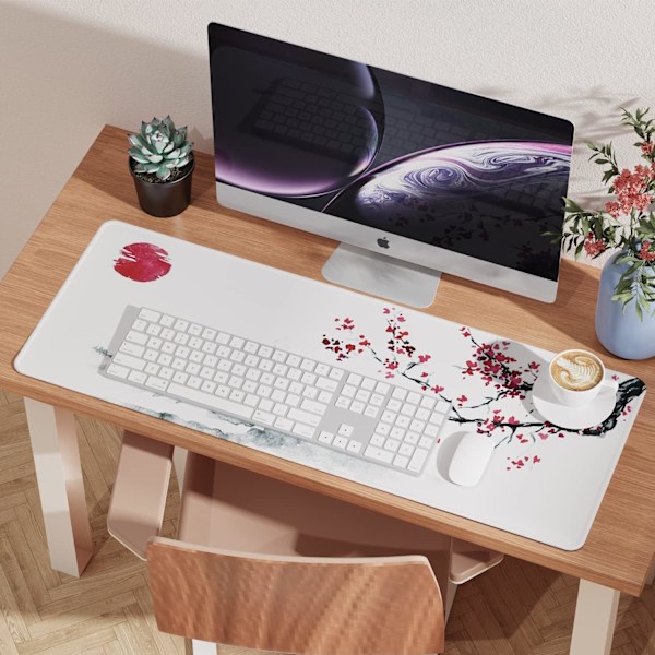 Musmatta (31,5 × 11,8 × 0,12 tum) Utökad stor musmatta Skrivbordsunderlägg, Sydd kant Musmatta, halkfri gummibas, tangentbordsunderlägg, spelmusmatta Japan Mouse Pad - 1