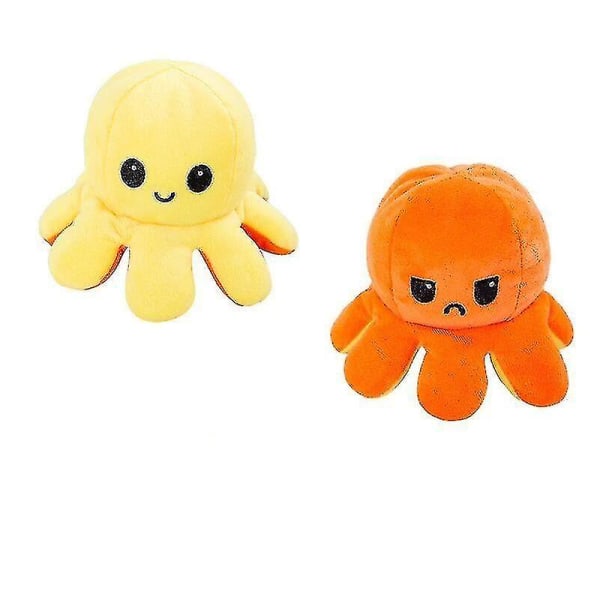 Flip Octopus, Flip Octopus, Octopus Pehmo, Kaksipuolinen Flip Doll, Octopus Doll 30*30*30CM Yellow-orange