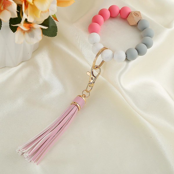 Silikonnyckelring Armband, Bilnyckelring Pärlarmband Tassel