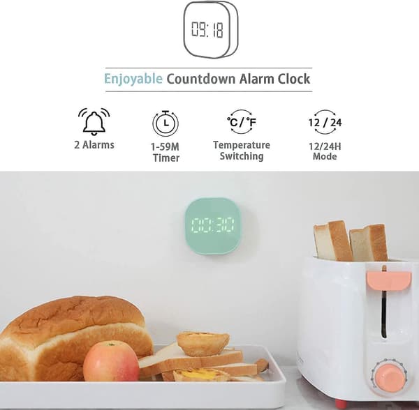 Justup Digital Alarm Clockmulti-funksjonell magnetisk LED Smart Sensor søt alarmklokke for barn --- Rosa (hy)