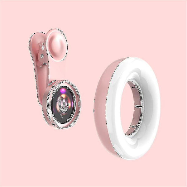 Universaali matkapuhelimen 15x makro-objektiivin täyttövalo Selfie Led-rengas Clip-salamavalo Pink