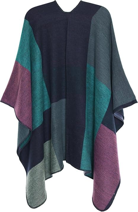 Dame Poncho Cape Trykt Reversibel Oversized Sjal Wrap Åpen Front Cardigans for Kvinner