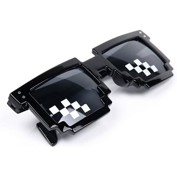 [3 pak] Solbriller, Solbriller Mænd Kvinder 8 Bit Glas Pixel Mosaik Rekvisitter Unisex Solbriller - Sort