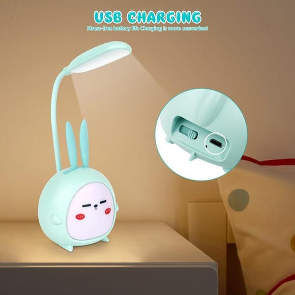 Trådløs skrivebordslampe, barneskrivebordslampe, LED-skrivebordslampe, USB oppladbar, gave til gutter og jenter, blå