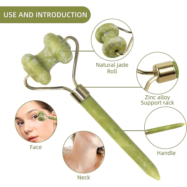 Jade Stone Roller for ansiktsmassasje - Bidrar til å redusere rynker og gjøre huden fastere,