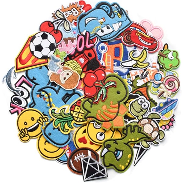 60 pcs Random assortment styles Embroidered fabric patches, iron on